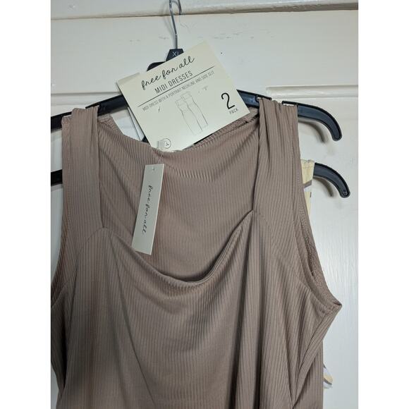 Free For All Bodycon Maxi Dresses Roushed Mocha Yellow Women's XL 2 Pack (905) - Picture 3 of 5